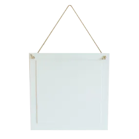 WHITE COATED WOOD SQUARE HANG SIGN 8.58" X 8.58"