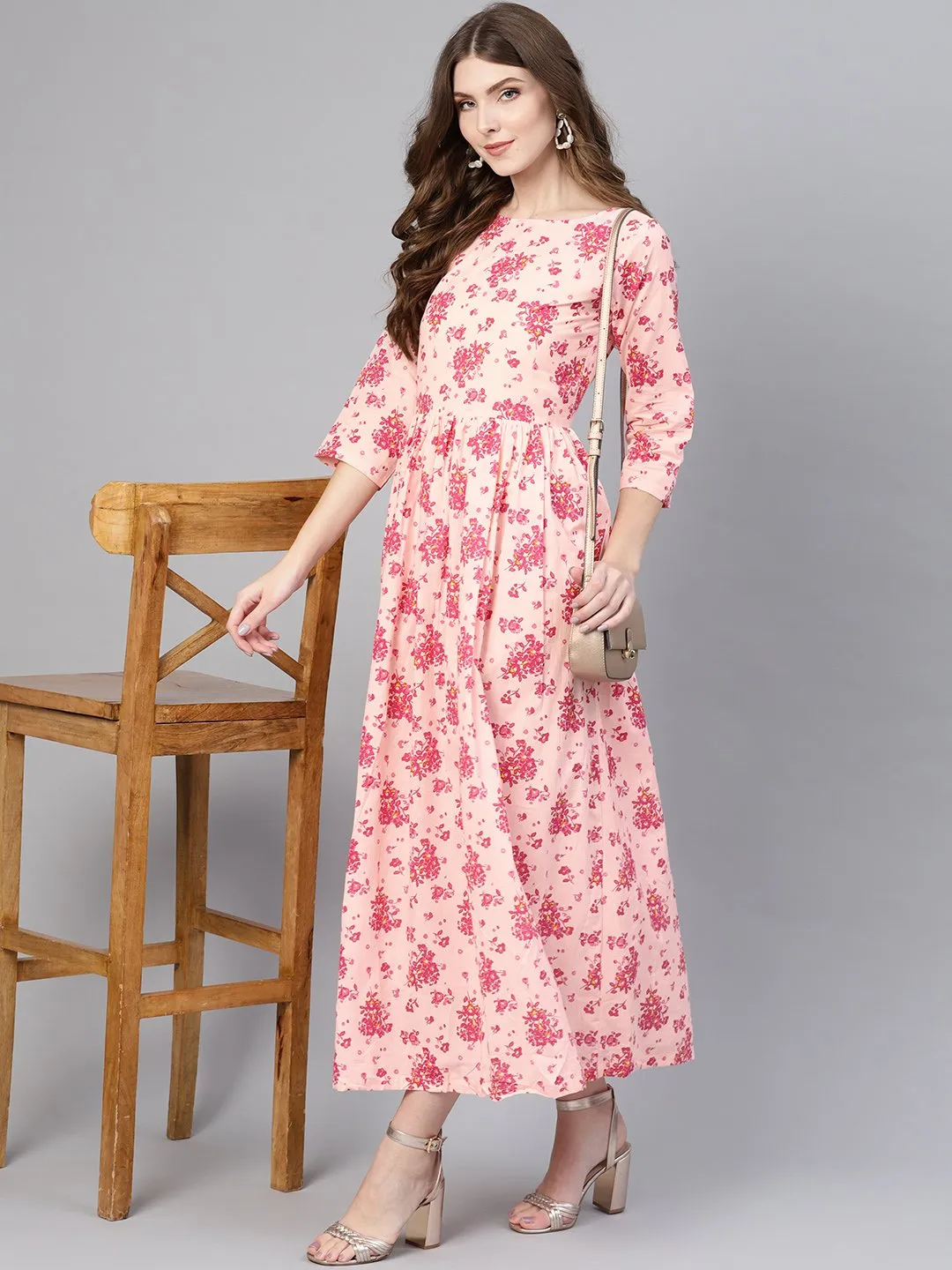 Women Pink Printed Maxi Dress