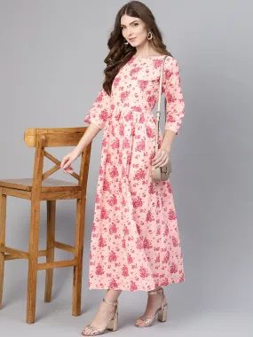 Women Pink Printed Maxi Dress