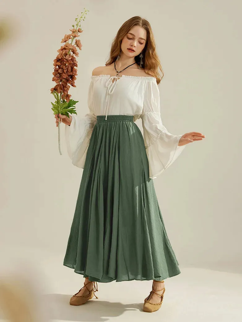 Women Renaissance Swing Skirt Elastic Flared Maxi Skirt