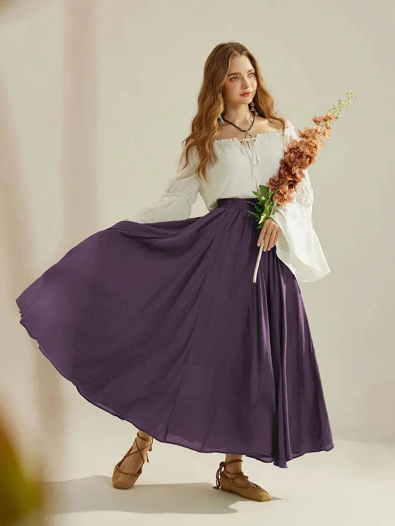 Women Renaissance Swing Skirt Elastic Flared Maxi Skirt