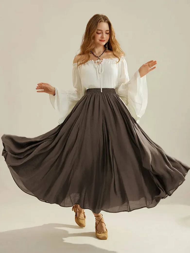 Women Renaissance Swing Skirt Elastic Flared Maxi Skirt