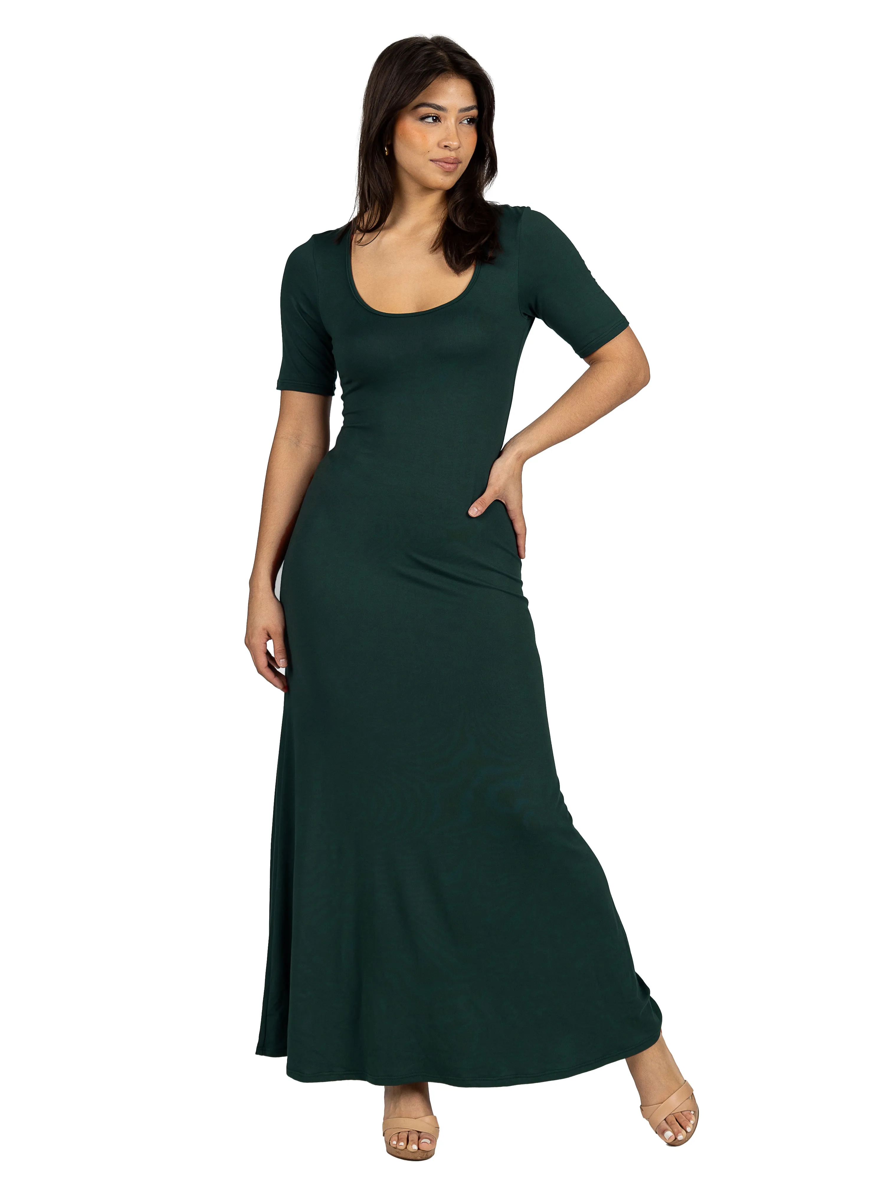 Womens Casual Maxi Dress With Sleeves