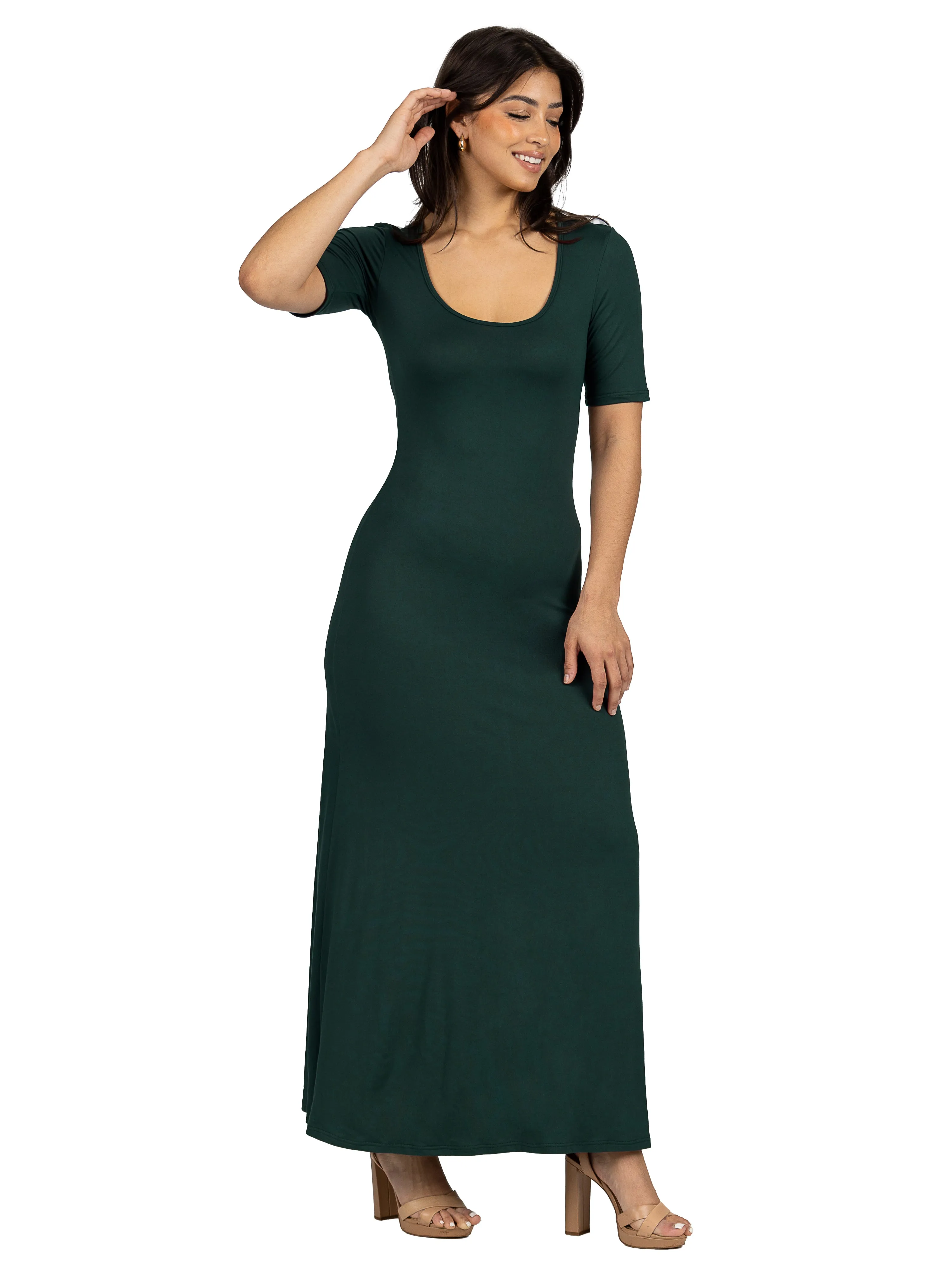 Womens Casual Maxi Dress With Sleeves