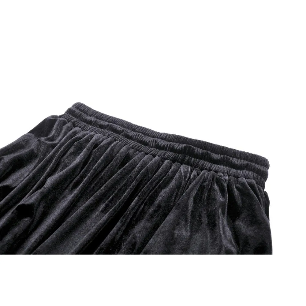 Women's Gothic Ruffled Lace Splice Velvet Skirt