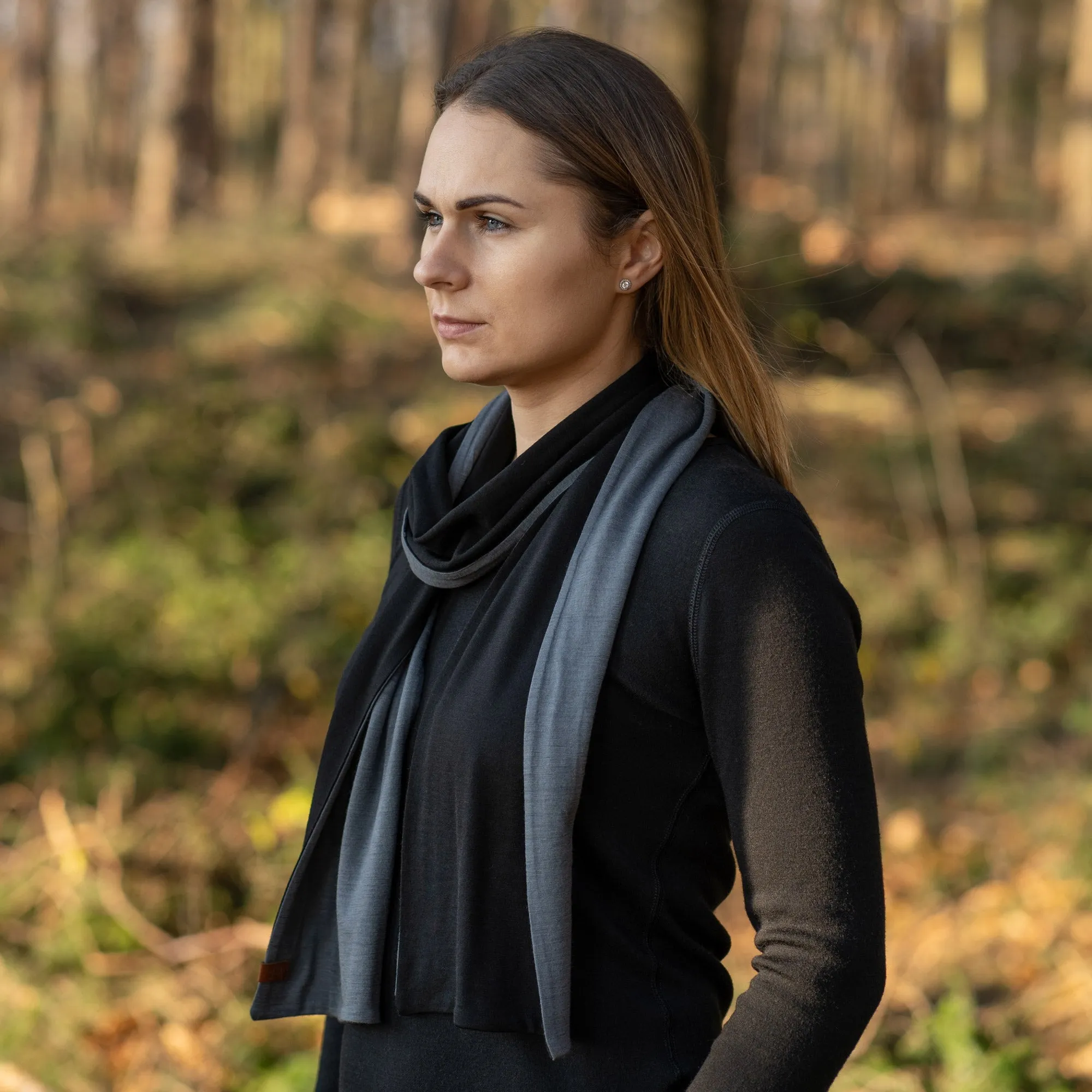 Women's Merino Scarf Black/Perfect Grey