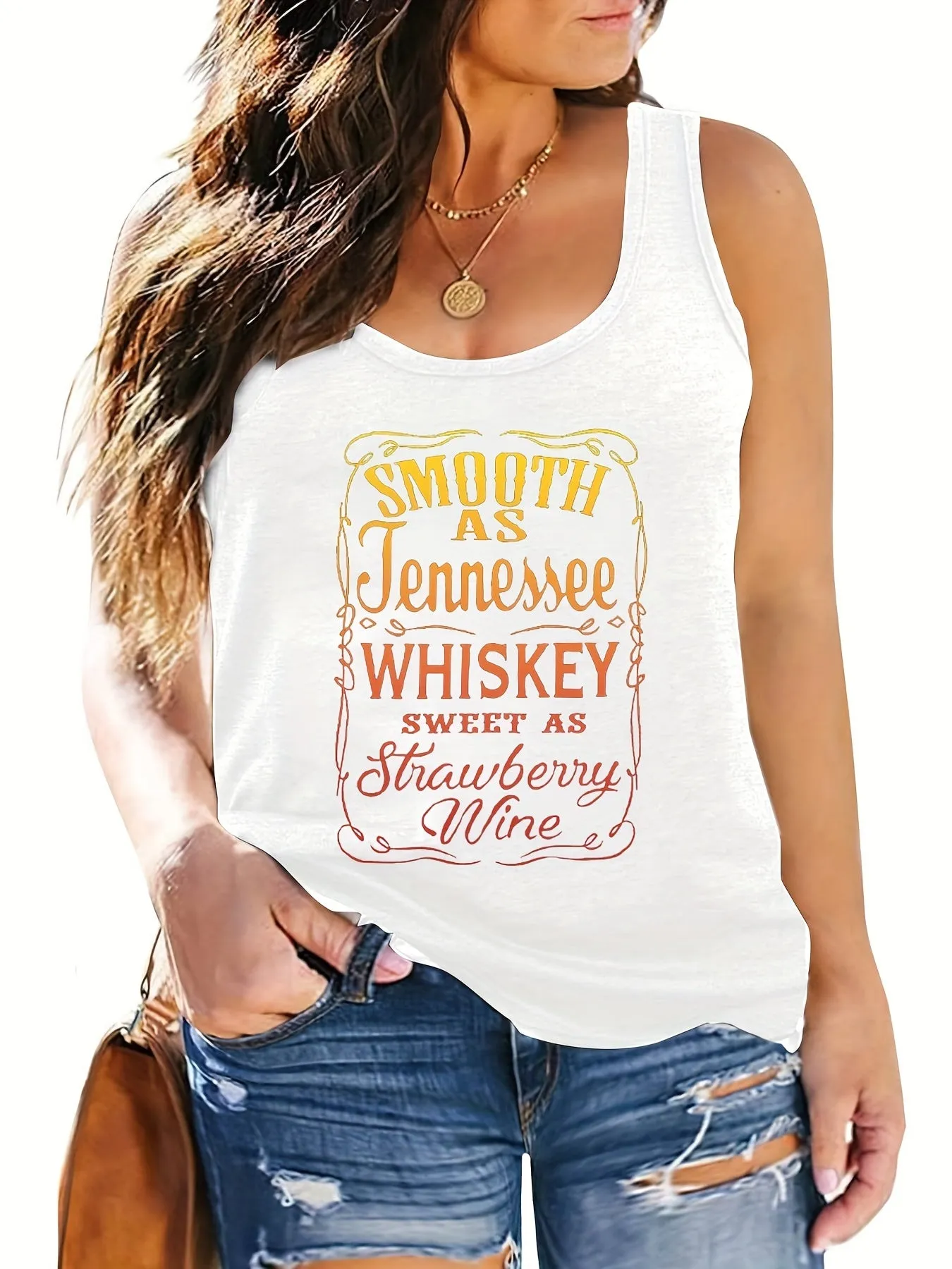 Womens Plus Size Slogan Print Tank Top for Everyday