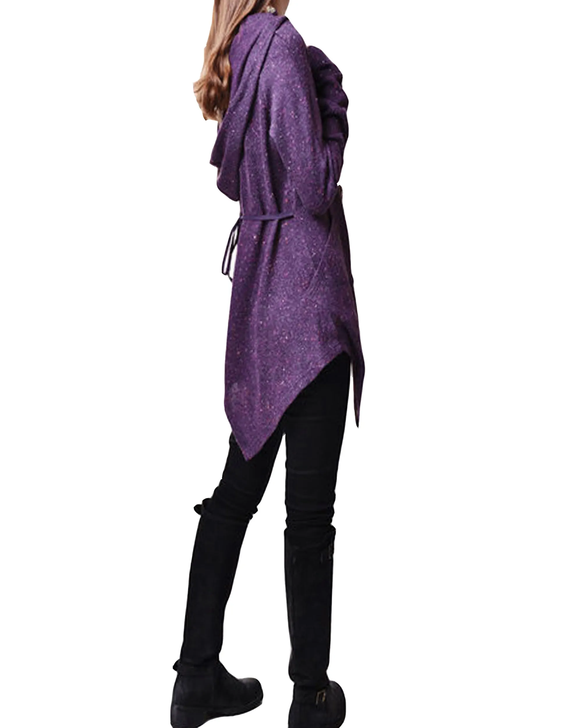 Women's sweater dress/asymmetrical knit tunic dress/plus size hoodie/oversized tunic dress/casual customized top/Maternity dress/purple sweater (Q5101)