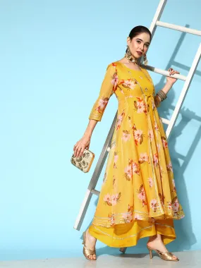 Yellow Floral Dress With Jacket