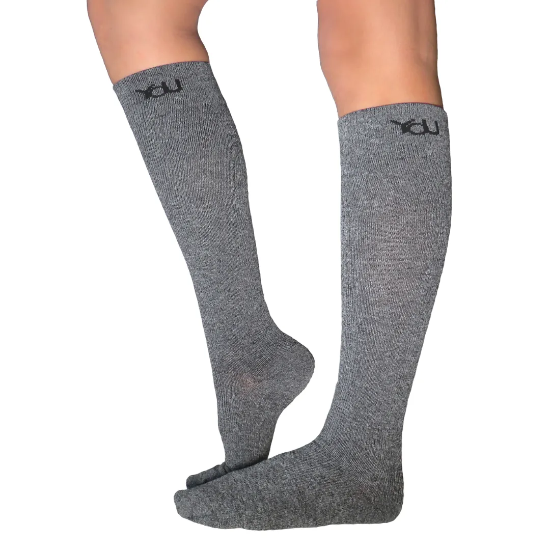 YoU® Grey Marl CUSHION Knee High • Travel & Sport 15-20 mmHg Compression